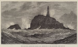 The Calf-Rock Lighthouse, Bantry Bay, Destroyed by the Late Storm by John Gilbert